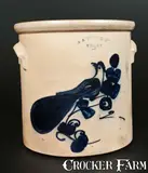 N.A. White & Son, 5 Gal. N. A. WHITE & SON / UTICA, NY Stoneware Crock with Paddletail Bird Decoration, circa 1885, Stoneware