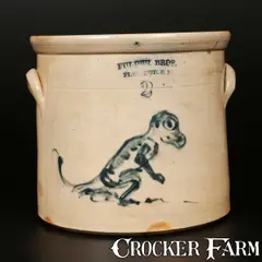 Fulper Bros, Important FULPER BROS. / FLEMINGTON, NJ Stoneware Dinosaur Crock, circa 1890, Stoneware