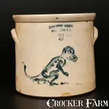 Fulper Bros, Important FULPER BROS. / FLEMINGTON, NJ Stoneware Dinosaur Crock, circa 1890, Stoneware