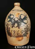 Hubbell & Cheesebro, Rare 5 Gal. HUBBELL & CHEESEBRO / GEDDES, NY Dated 1869 with Unusual Decoration, 1869, Stoneware