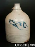 S.B. Bosworth, Very Rare S.B. BOSWORTH / HARTFORD, CT 2 Gal. Stoneware Jug with Slip-Trailed Elephant's Head, circa 1880, Stoneware