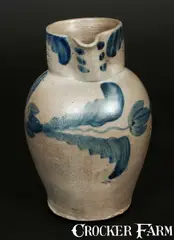 R. Butt, Very Rare R. BUTT / W. CITY, DC Stoneware Pitcher with Floral Decoration, circa 1835, Stoneware