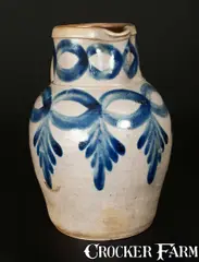 H. C. Smith, Exceptional H. C. SMITH / ALEXA. / DC Stoneware Pitcher w/ Impressive Brushed Cobalt Decoration, circa 1830, Stoneware