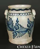 B.C. Milburn, Monumental B. C. MILBURN / ALEXA. Handled Stoneware Jar w/ Elaborate Slip-Trailed Decoration, circa 1850, Stoneware