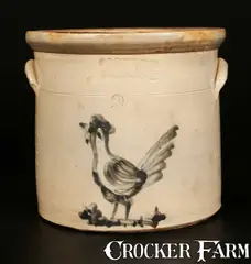 S.B. Bosworth, S B BOSWORTH / HARTFORD, CT Stoneware Crock with Cobalt Rooster Decoration, Two-Gallon, circa 1880-1890, Stoneware