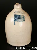 H.M. Whitman, Rare H.M. WHITMAN / HAVANA, NY Stoneware Jug with Slip-Trailed American Flag Decoration, circa 1860-1862, Stoneware