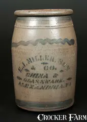 E. J. Miller, 1 Gal. Stoneware Jar with Stenciled Advertising E.J. MILLER / ALEXANDRIA, VA, circa 1875, Stoneware