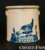 Brady & Ryan, BRADY & RYAN / ELLENVILLE, N.Y. Stoneware Crock with Cobalt Chicken Pecking Corn Decoration, circa 1885, Stoneware