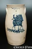 N. Clark & Co., Very Fine N. CLARK & CO. / LYONS Stoneware Churn with Standing Deer and Tree Decoration, circa 1845, Stoneware