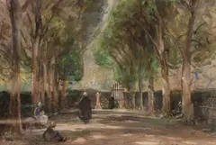 Frederick Stuart Richardson, In A French Garden, Watercolour