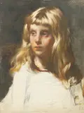 Curt Rüger, Portrait Sketch Of A Girl, Oil on canvas laid to board