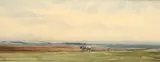 Brian Irving, Horses Ploughing A Field, Watercolour