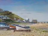 W Sutton, Fishing Boats On The Beach, Saltburn-By-The-Sea, North Yorkshire, Oil on board