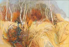 Penny Mclean, Autumn Woods, oil on canvas Note: McLean studied at Edinburgh College of Art for four years in th