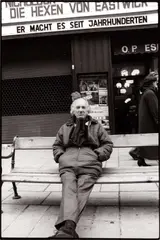 Sepp Dreissinger, Thomas Bernhard at the Graben, Vienna 1988, 1988, Vintage silver print on double-weight semi-matte Agfa paper
