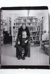 Julian Schnabel, Selfportrait with Hermann Nitsch, OstLicht Vienna 2018, 2018, Unique Impossible Instant print