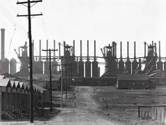 Walker Evans, Birmingham Steel Mill and Workers' Houses, Alabama 1936, 1936, Gelatin silver print, printed c. 1985 on double-weight semi-matte paper