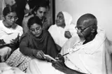 Henri Cartier-Bresson, Gandhi just before breaking his fast, Delhi, January 1948, 1948, Gelatin silver print, printed in the 1970s on double-weight, semi-matte paper