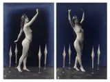 Otto Skrowanek, Sword dance by Olga Desmond' (2 prints), Berlin c. 1908, 1908, Two vintage silver prints on double-weight matte paper, in good condition. Each mounted on original mat