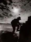 Ernst Baumann, Luis Trenker climbing the Matterhorn ('Mondnacht'), 1937, Vintage silver print on single-weight glossy Agfa-Brovira paper
