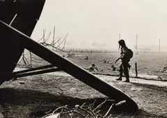 American airborne landings East of the Rhine, Germany, March 1945 by Robert Capa, 1945, Vintage silver print on single-weight glossy paper, sold Nov 2025