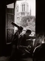 Robert Doisneau, Résistance members throwing Molotov cocktails, Paris 1944, 1944, Vintage silver print on double-weight glossy Agfa-Brovira paper, in good condition. Photographer's copyright stamp and "Alliance photo" agency stamp in red ink, number stamp "V365" and handwritten not