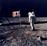 Neil Armstrong, Apollo 11: Buzz Aldrin at the US flag beside the Eagle, July 1969, 1969, Chromogenic vintage print on Kodak paper