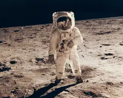 Neil Armstrong, Apollo 11: Buzz Aldrin on the moon (with visor reflection), July 1969, 1969, Chromogenic vintage print on Kodak paper