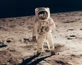 Neil Armstrong, Apollo 11: Buzz Aldrin on the moon (with visor reflection), July 1969, 1969, Chromogenic vintage print on Kodak paper
