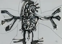 Antonio Saura Atarés, Crucifixion, Mischtechnik auf Karton