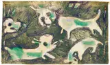Christian Rohlfs, Hunde, Holzschnitt, nachträglich aquarelliert auf Aquarellbütten
