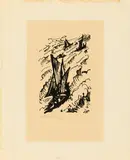 Max Pechstein, Kurenkähne in schwerer See, Lithografie auf Velin