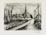 Bernard Buffet, Villeneuve Saint-Georges, Radierung auf BFK RIVES (Wasserzeichen)