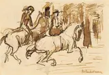 Max Liebermann, Der Ausritt, Tuschzeichnung auf Velin