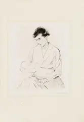 Mutter und Kind by Max Liebermann, Kaltnadelradierung auf Velin, sold Jun 2016