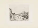 Max Liebermann, Straße in Zandvoort, Radierung auf Japan