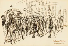 Prozession by Max Liebermann, Tuschfederzeichnung auf Velin, sold Jun 2016