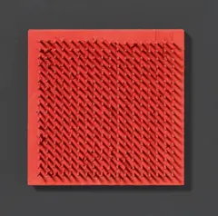Tableau clous by Bernard Aubertin, 1970, nails, wood, paint, sold Jun 2016