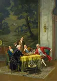 Albert Joseph Franke, Die Schachpartie, Öl auf Holz