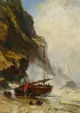 Eugène Isabey, Fischer an felsiger Küste