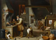 David d.J. Teniers, Der Alchemist, Öl auf Holz