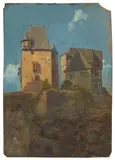Altes Gehöft mit Wehrturm by August Piepenhagen, Öl auf Papier, sold May 2016