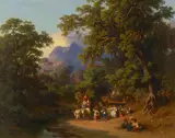 Johann Jakob Frey, Hochzeitszug italienischer Landleute, Öl auf Leinwand