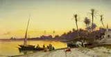 Hermann David Salomon Corrodi, Abend am Nil, Öl auf Leinwand