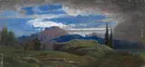 Johannes Niessen, Landschaft in Campanien, Öl auf Karton