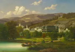 Blick auf Bad Ems an der Lahn by Eduard Hermann Lotz, Öl auf Leinwand, sold May 2016