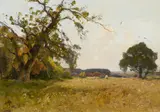 Paul Lecomte, Weite, sommerliche Feldlandschaft, Öl auf Leinwand