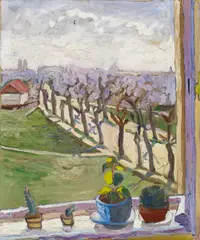 Fritz Feigler, Blick aus dem Atelierfenster (München?), Öl auf Leinwand