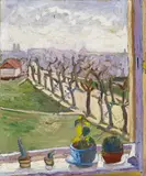 Fritz Feigler, Blick aus dem Atelierfenster (München?), Öl auf Leinwand