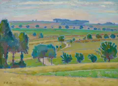 Georg Lührig, "Sächsische Landschaft", Öl auf Leinwand